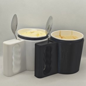 Holder til isbtte med plads til ske